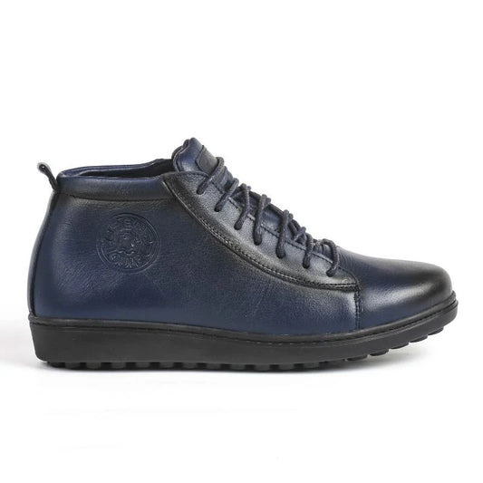 Madrid - Blue Leather Ankle Boots