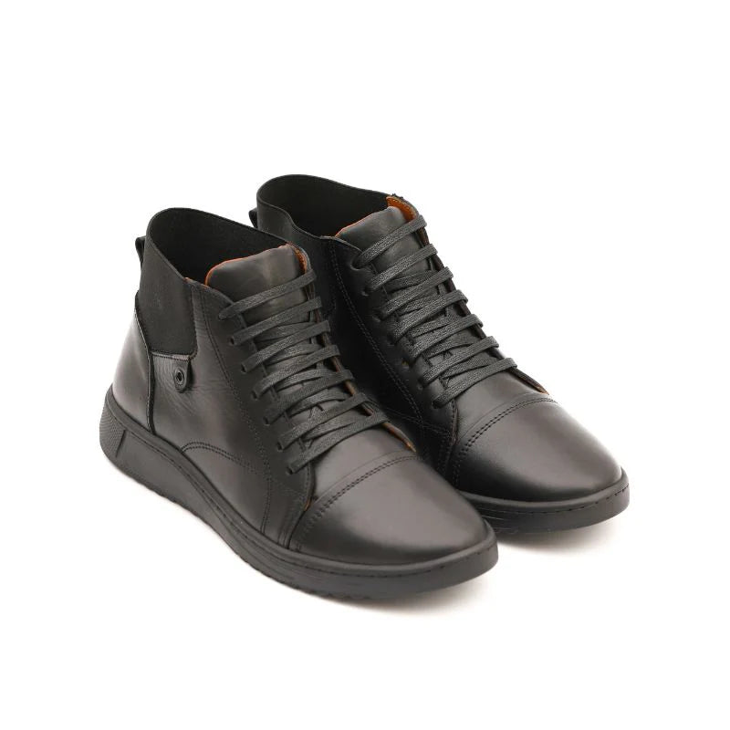 Porto - Black Leather Ankle Boots